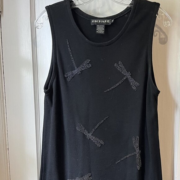Richard and Company Womens Black Sleeveless Dress and Jacket with Dragonflies M - Picture 2 of 8
